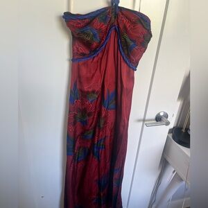 NWT FARM Rio Halter slip midi dress size small.